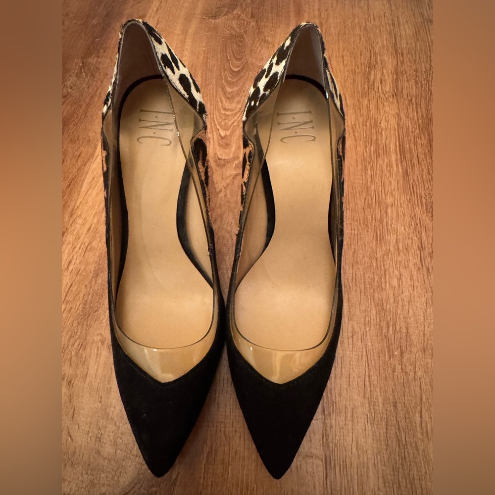 INC International Concepts Black and Brown Heels with Ankle Strap